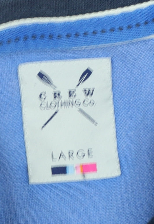 Crew Clothing Co. Men's Blue L Cotton Logo Short Sleeve Polo Shirt