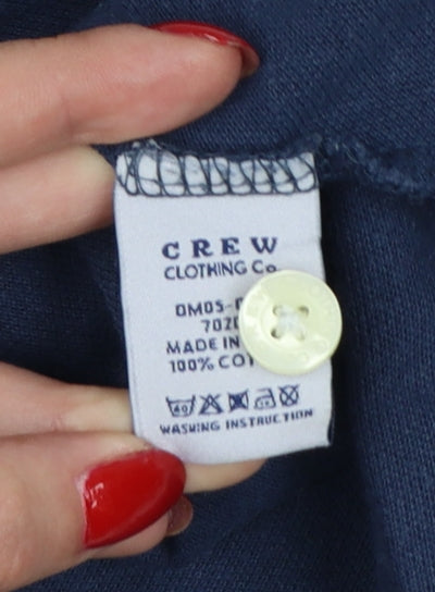 Crew Clothing Co. Men's Blue L Cotton Logo Short Sleeve Polo Shirt