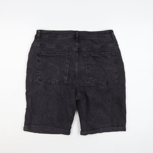 Denim Co. Men’s Black W32 Straight Distressed Denim Shorts Regular Fit