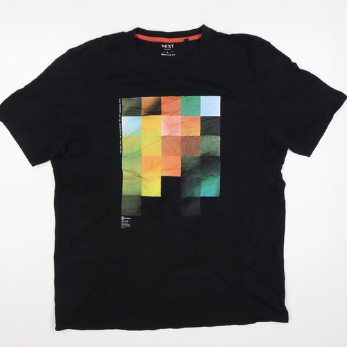 Next Men’s Black L Regular Fit Colour Block Graphic Print T-Shirt