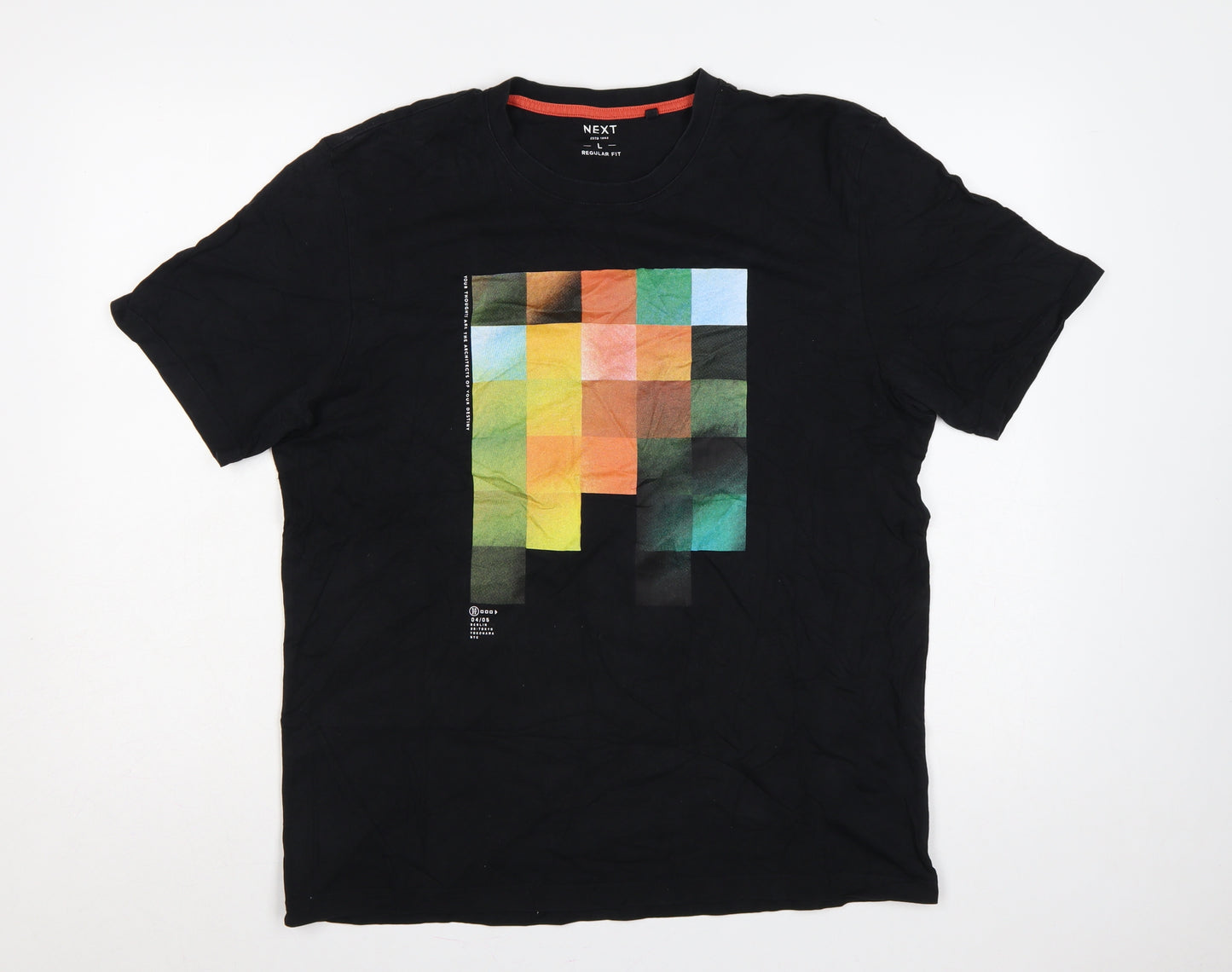 Next Men’s Black L Regular Fit Colour Block Graphic Print T-Shirt