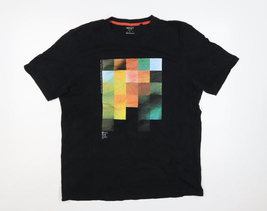 Next Men’s Black L Regular Fit Colour Block Graphic Print T-Shirt