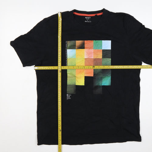Next Men’s Black L Regular Fit Colour Block Graphic Print T-Shirt
