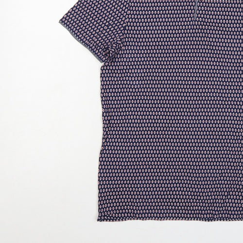 Burton Menswear London Men's Blue Geometric Print Button-Down Polo M