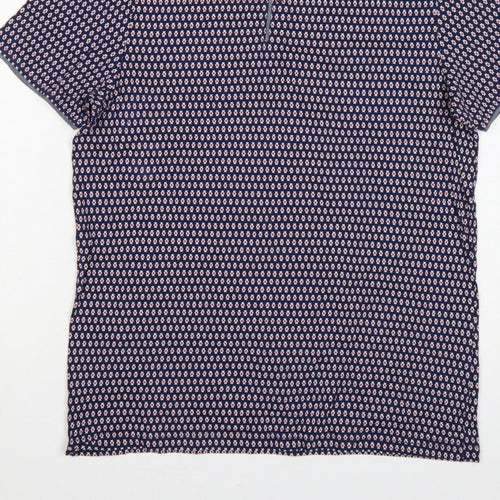 Burton Menswear London Men's Blue Geometric Print Button-Down Polo M