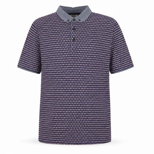 Burton Menswear London Men's Blue Geometric Print Button-Down Polo M