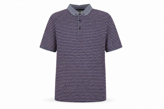 Burton Menswear London Men's Blue Geometric Print Button-Down Polo M