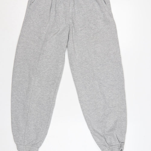 H&M Women Grey Size S Fleece Jogger Sweatpants Elastic Waist Pockets