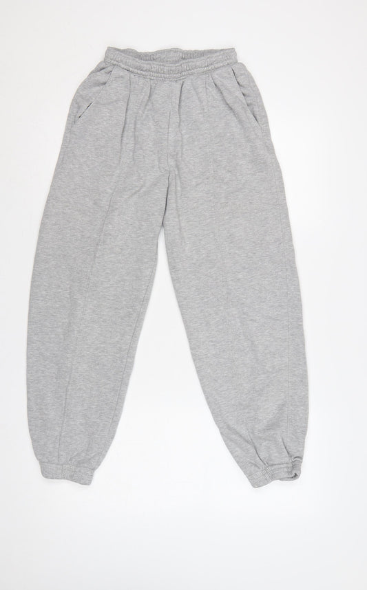 H&M Women Grey Size S Fleece Jogger Sweatpants Elastic Waist Pockets
