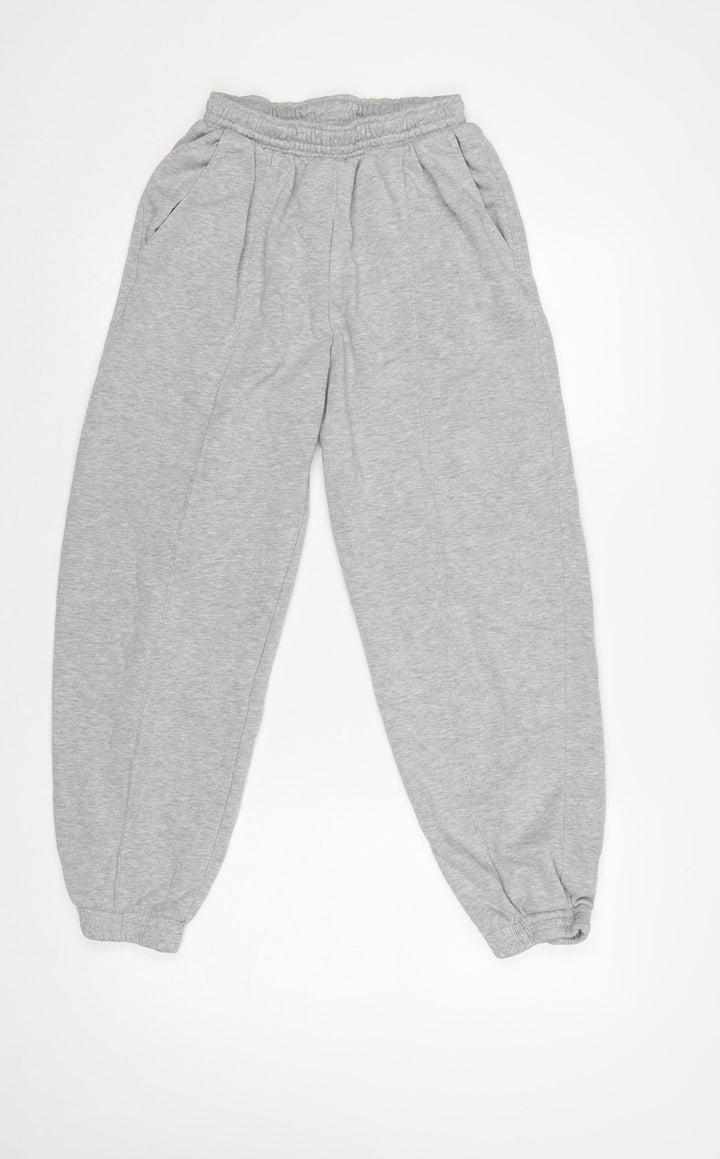 H&M Women Grey Size S Fleece Jogger Sweatpants Elastic Waist Pockets