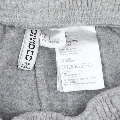 H&M Women Grey Size S Fleece Jogger Sweatpants Elastic Waist Pockets
