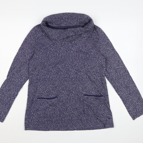 Mantaray Women Blue Cowl Neck Knit Tunic Blouse Size 12