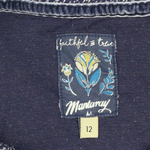 Mantaray Women Blue Cowl Neck Knit Tunic Blouse Size 12