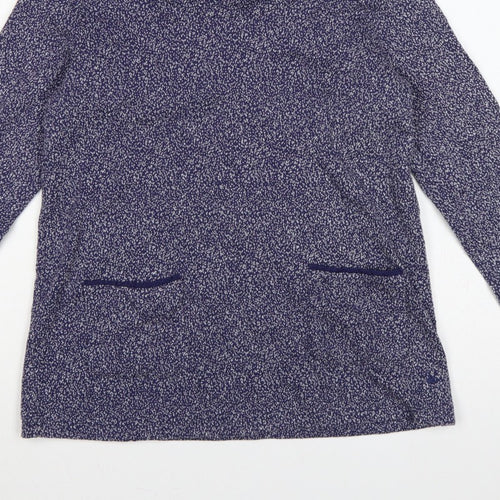 Mantaray Women Blue Cowl Neck Knit Tunic Blouse Size 12