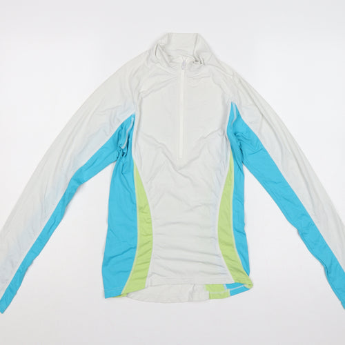 Trespass Women’s White XS Colourblock 1/4 Zip Activewear Pullover Top