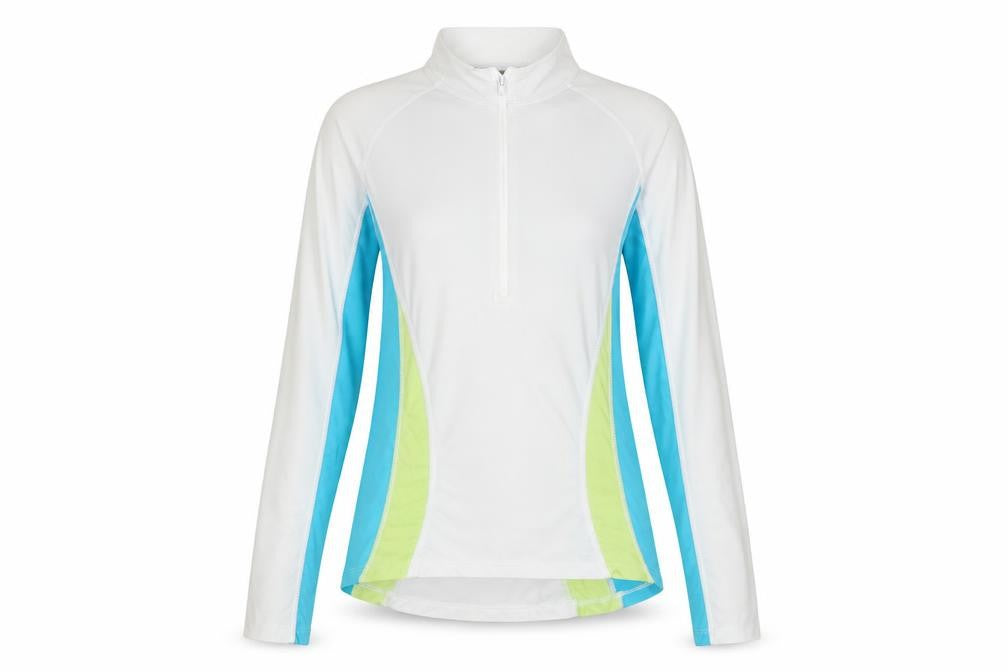 Front view of Trespass Women’s White XS Colourblock 1/4 Zip Activewear Pullover Top