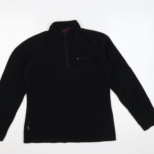 Mountain Warehouse Women Black UK 12 Pullover 1/4 Zip Fleece