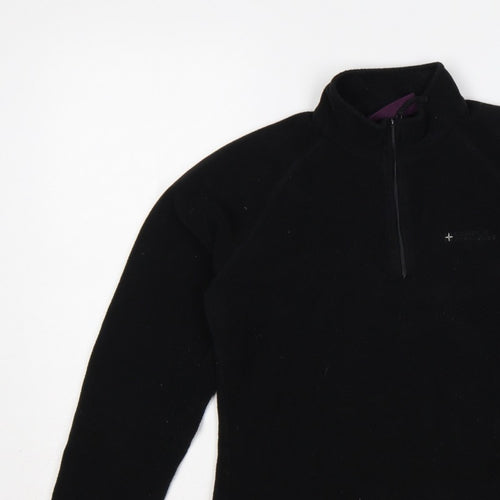 Mountain Warehouse Women Black UK 12 Pullover 1/4 Zip Fleece