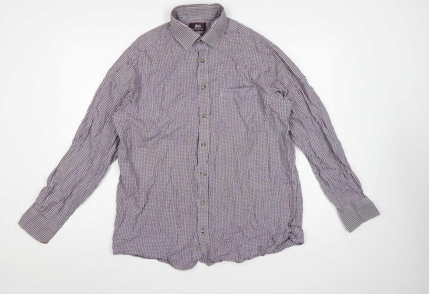 Marks and Spencer Men's Multicolour Check Shirt 16 Slim Fit