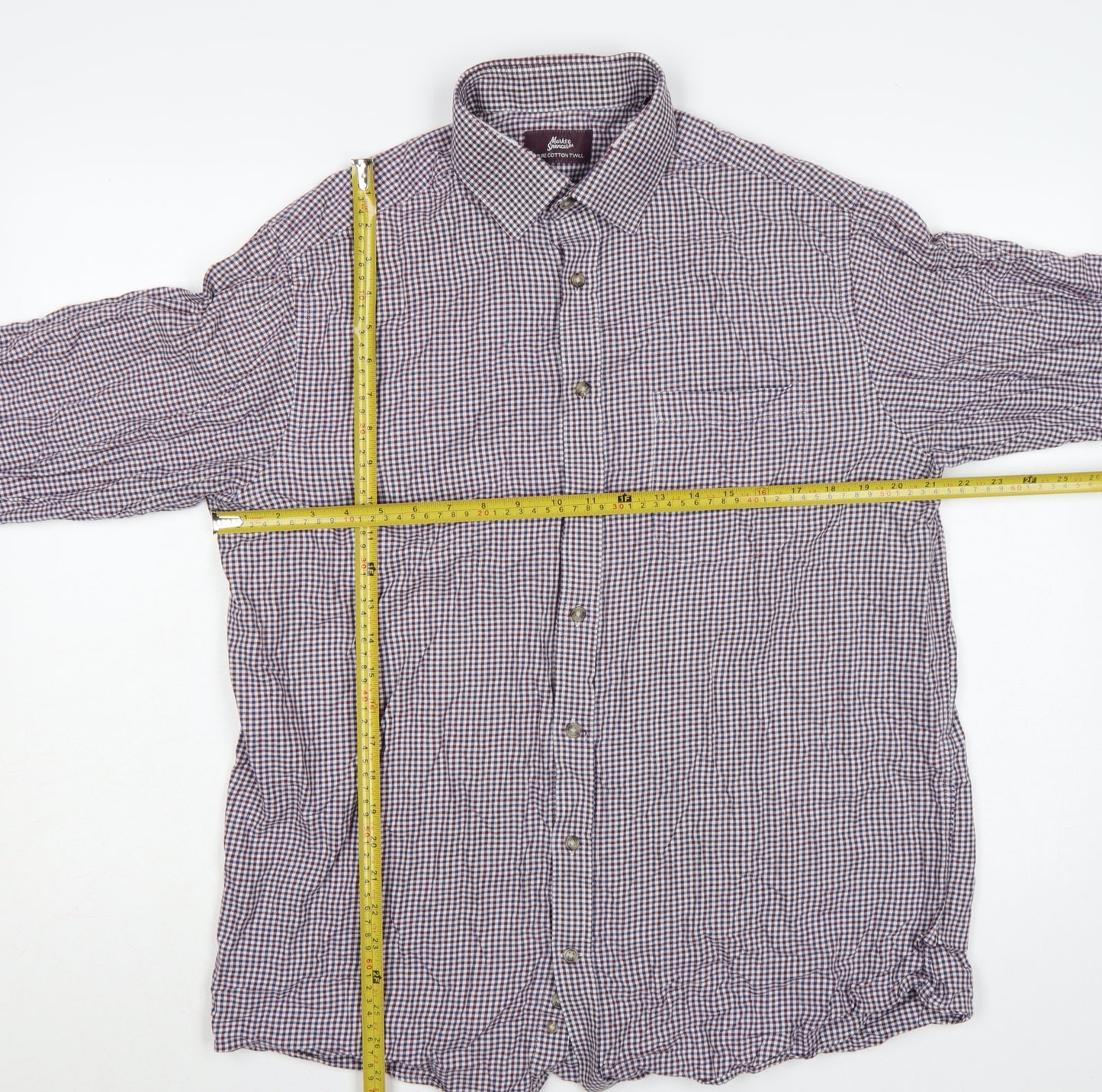 Marks and Spencer Men's Multicolour Check Shirt 16 Slim Fit