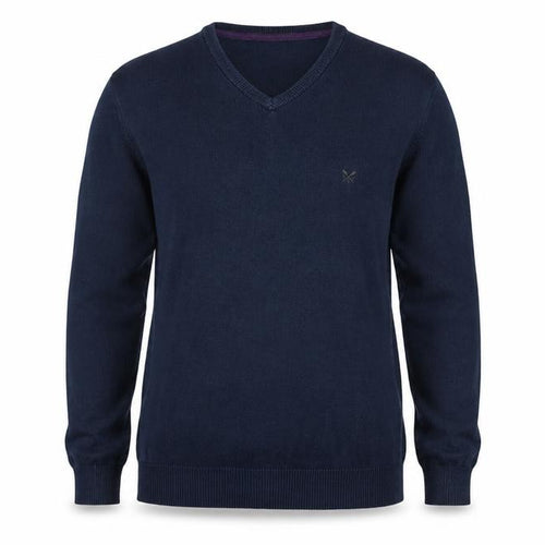 Crew Clothing Co Men's Navy L Cotton Cashmere V-Neck Pullover Jumper