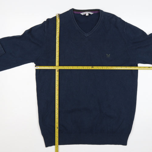 Crew Clothing Co Men's Navy L Cotton Cashmere V-Neck Pullover Jumper