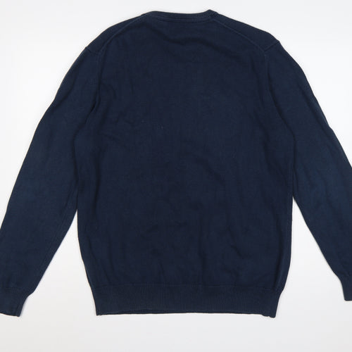 Crew Clothing Co Men's Navy L Cotton Cashmere V-Neck Pullover Jumper