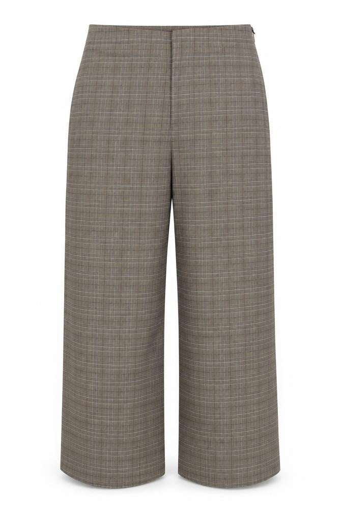 New Look Women’s Brown Check Wide-Leg Trousers UK 12 Smart Workwear