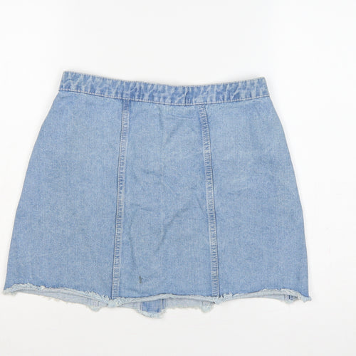 Denim Co. Women’s Blue UK 12 A-Line Button Front Denim Mini Skirt