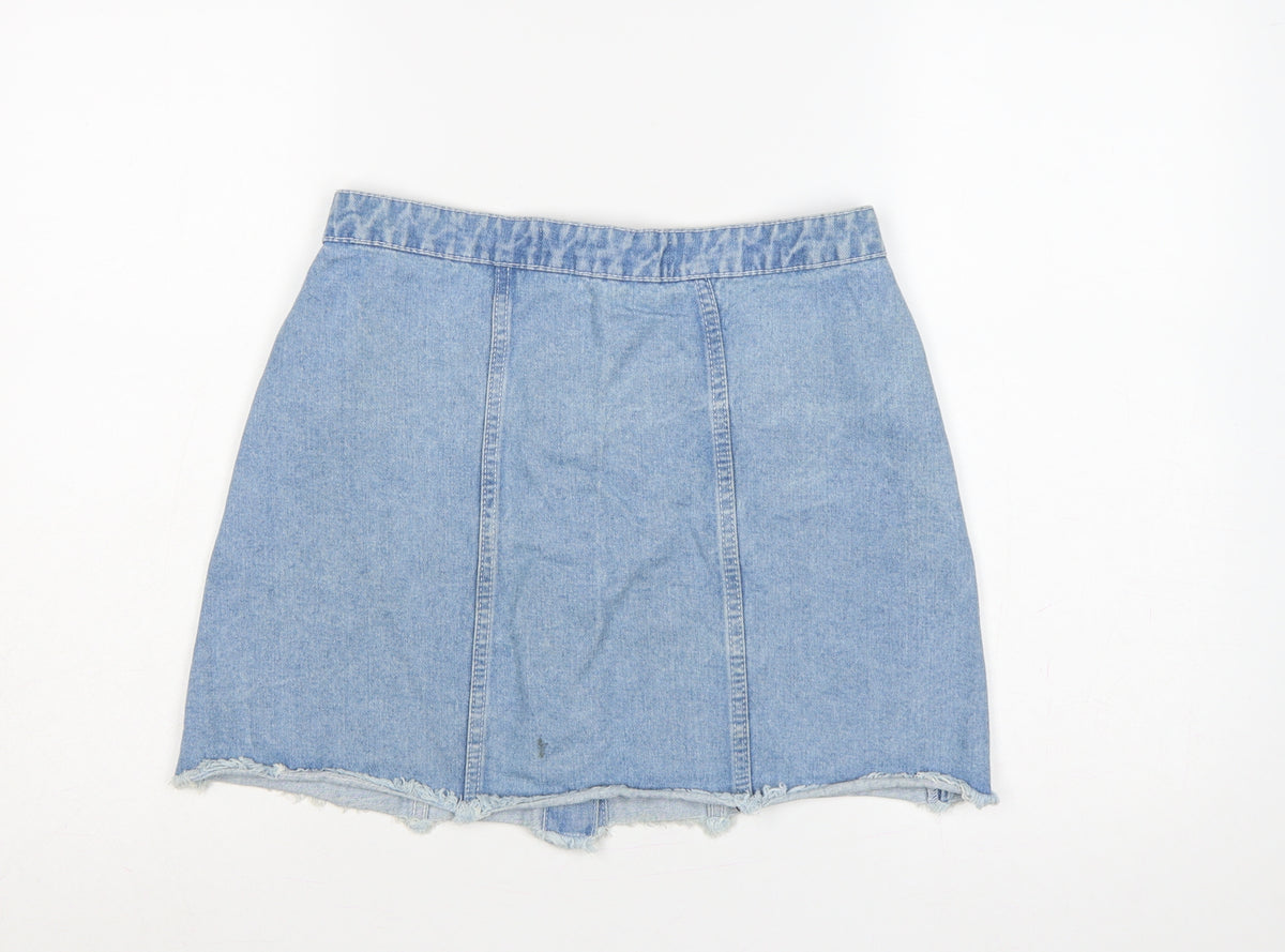 Denim Co. Women’s Blue UK 12 A-Line Button Front Denim Mini Skirt