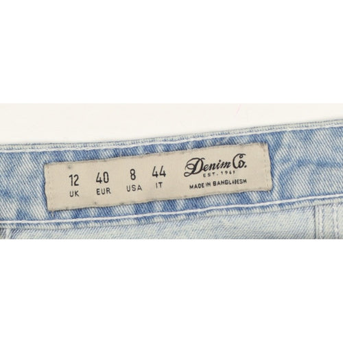 Denim Co. Women’s Blue UK 12 A-Line Button Front Denim Mini Skirt