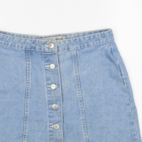 Denim Co. Women’s Blue UK 12 A-Line Button Front Denim Mini Skirt