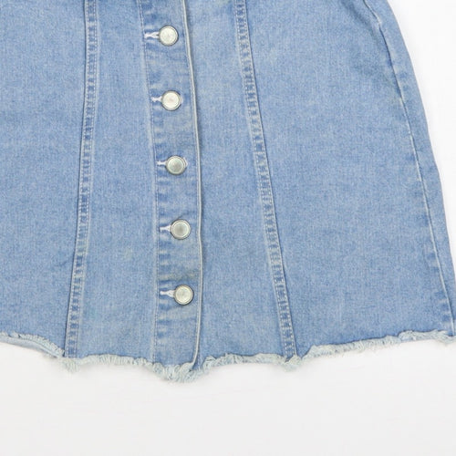 Denim Co. Women’s Blue UK 12 A-Line Button Front Denim Mini Skirt