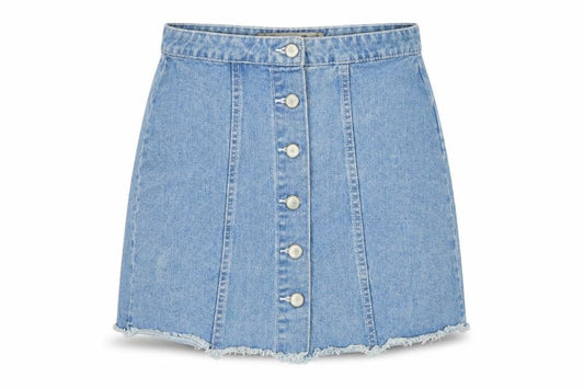 Denim Co. Women’s Blue UK 12 A-Line Button Front Denim Mini Skirt