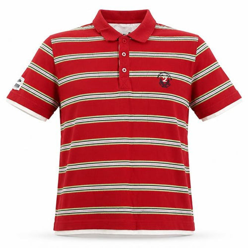 Next Men's Red Striped Cotton Polo Shirt L Embroidered Logo