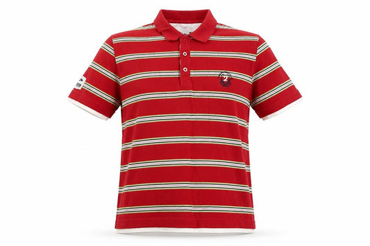 Next Men's Red Striped Cotton Polo Shirt L Embroidered Logo