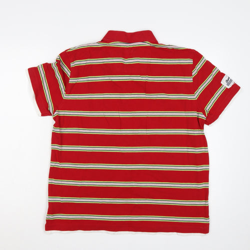 Next Men's Red Striped Cotton Polo Shirt L Embroidered Logo
