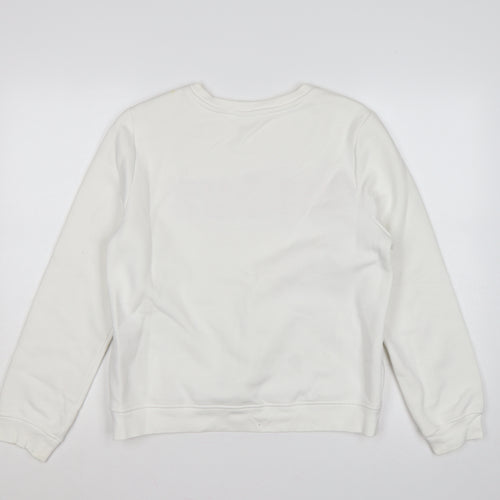 H&M Women’s White M Bisous Graphic Embroidered Crew Neck Sweatshirt