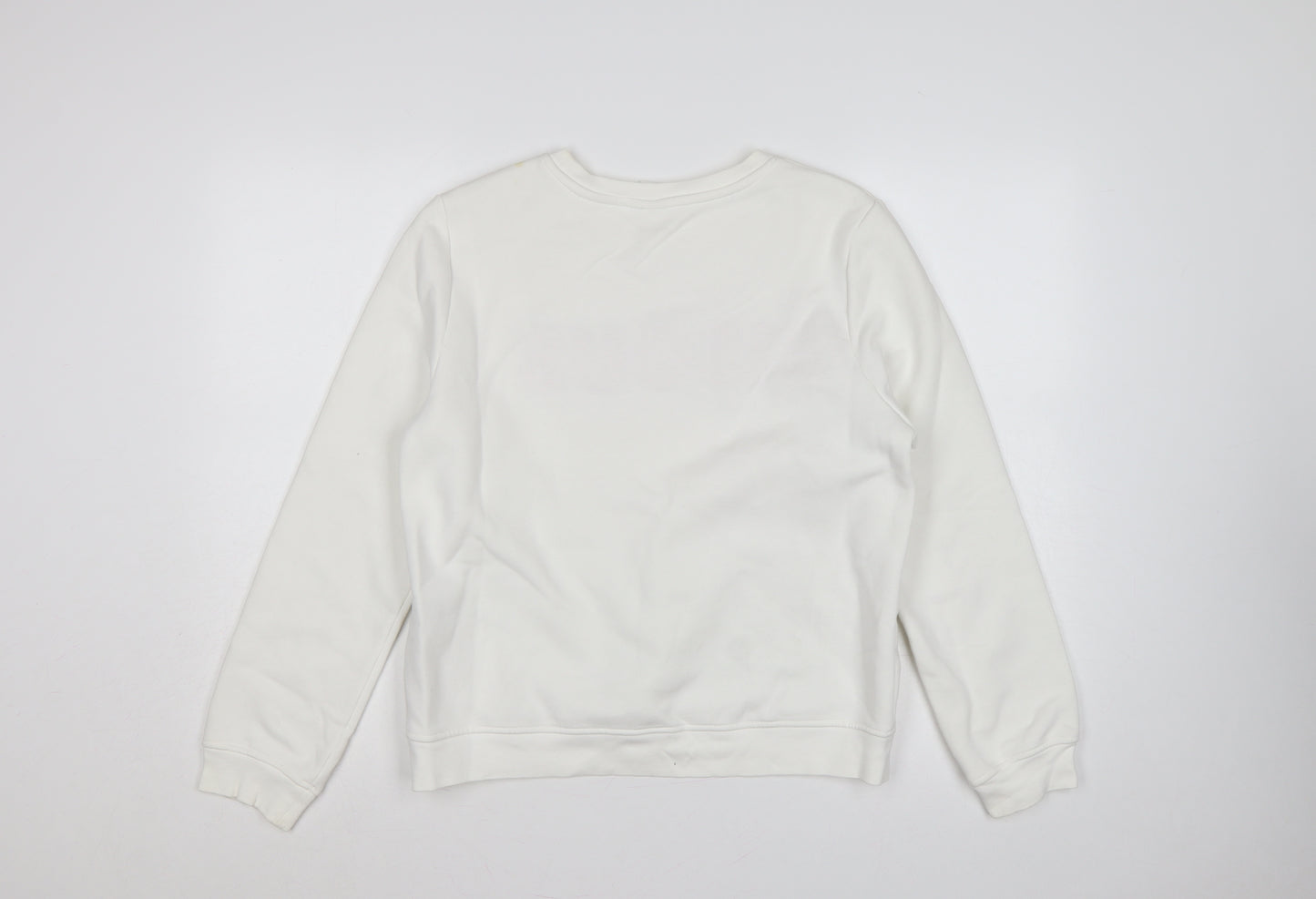 H&M Women’s White M Bisous Graphic Embroidered Crew Neck Sweatshirt