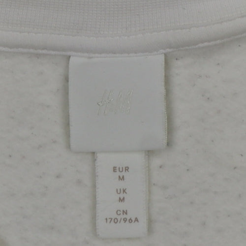 H&M Women’s White M Bisous Graphic Embroidered Crew Neck Sweatshirt