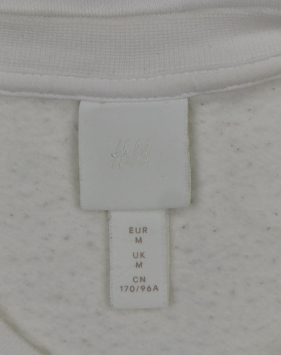 H&M Women’s White M Bisous Graphic Embroidered Crew Neck Sweatshirt