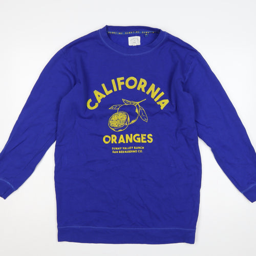 Next Women Blue UK 6 California Oranges Graphic Print Crew Sweatshirt