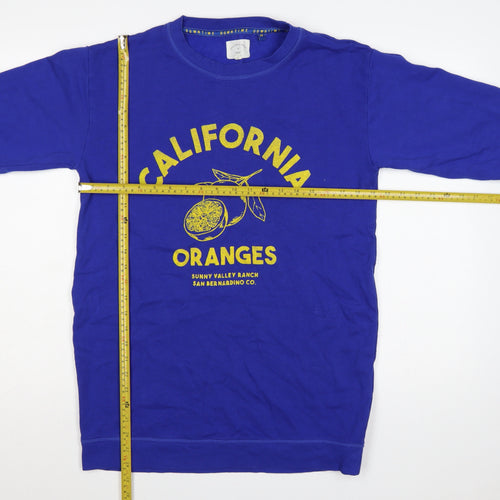 Next Women Blue UK 6 California Oranges Graphic Print Crew Sweatshirt