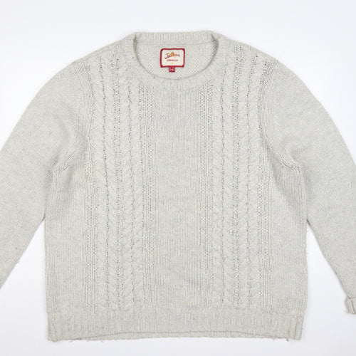 Joe Browns Men’s Ivory 2XL Cable Knit Wool Blend Crew Neck Jumper
