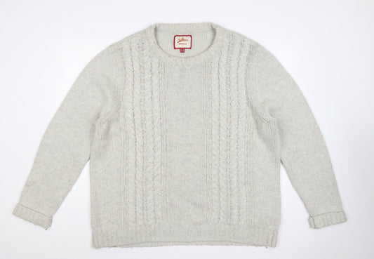 Joe Browns Men’s Ivory 2XL Cable Knit Wool Blend Crew Neck Jumper