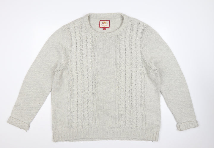 Joe Browns Men’s Ivory 2XL Cable Knit Wool Blend Crew Neck Jumper
