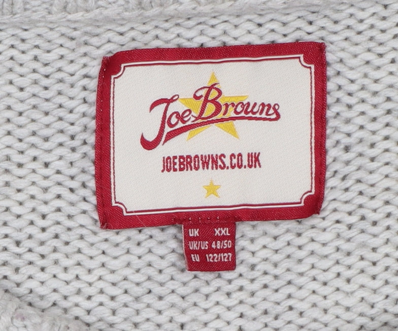 Joe Browns Men’s Ivory 2XL Cable Knit Wool Blend Crew Neck Jumper