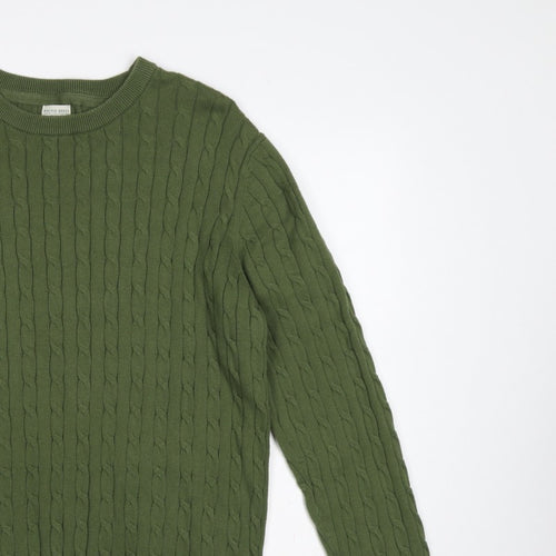 Racing Green Men’s Green L Cable-Knit Crew Neck Pullover Jumper