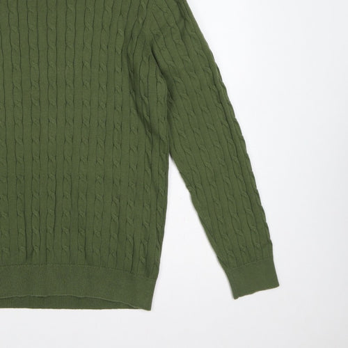 Racing Green Men’s Green L Cable-Knit Crew Neck Pullover Jumper