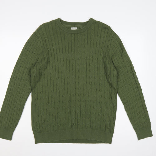Racing Green Men’s Green L Cable-Knit Crew Neck Pullover Jumper